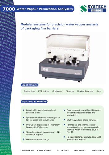 systech illinois water vapor permeability tester purchaser|Systech 7000 Water Vapor Permeation Analyzer.